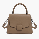 Skylar | Elegant Structured Leather Handbag with Timeless Appeal - in Khaki | Arvea Bags