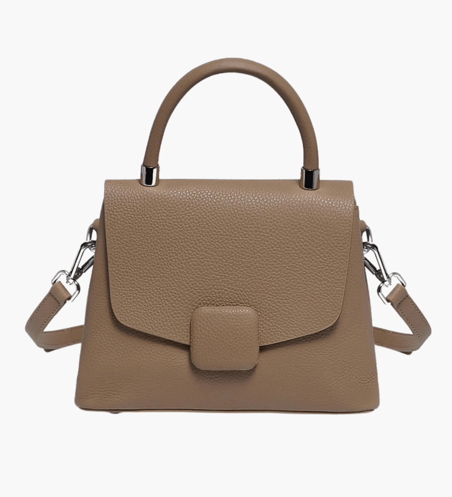 Skylar | Elegant Structured Leather Handbag with Timeless Appeal - in Khaki | Arvea Bags