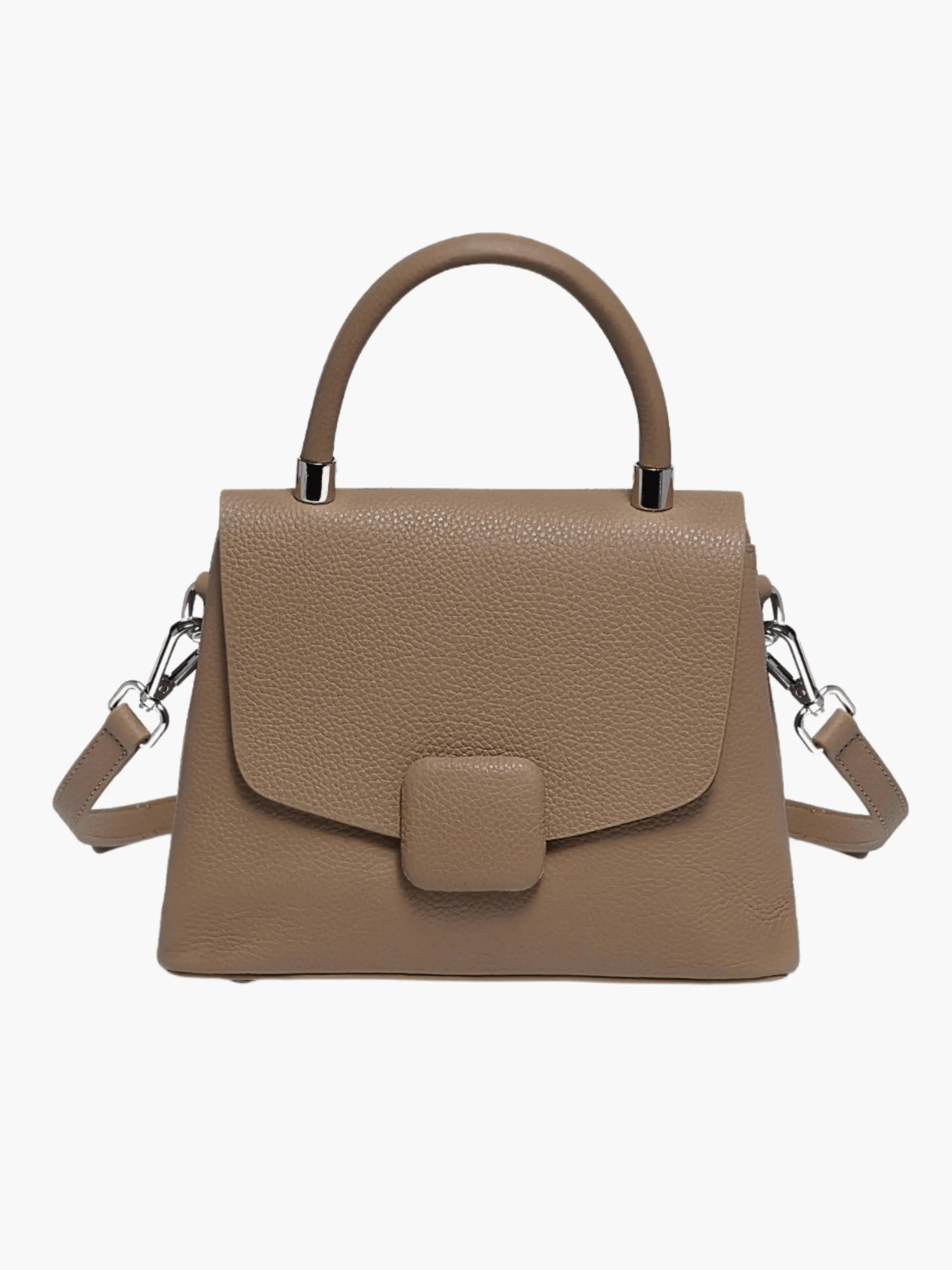 Skylar | Elegant Structured Leather Handbag with Timeless Appeal - in Khaki | Arvea Bags