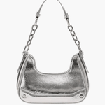 Skylar | Luxe Denim Shoulder Bag – Trendy & Chic - in Silver | Arvea Bags