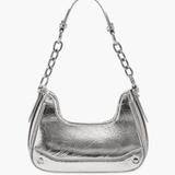 Skylar | Luxe Denim Shoulder Bag – Trendy & Chic - in Silver | Arvea Bags