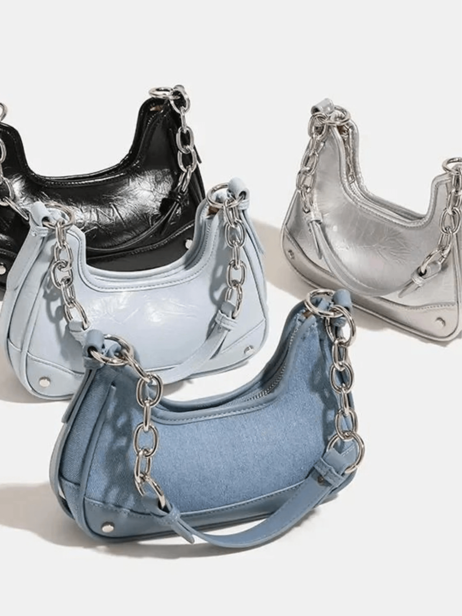 Skylar | Luxe Denim Shoulder Bag – Trendy & Chic - in Teal | Arvea Bags