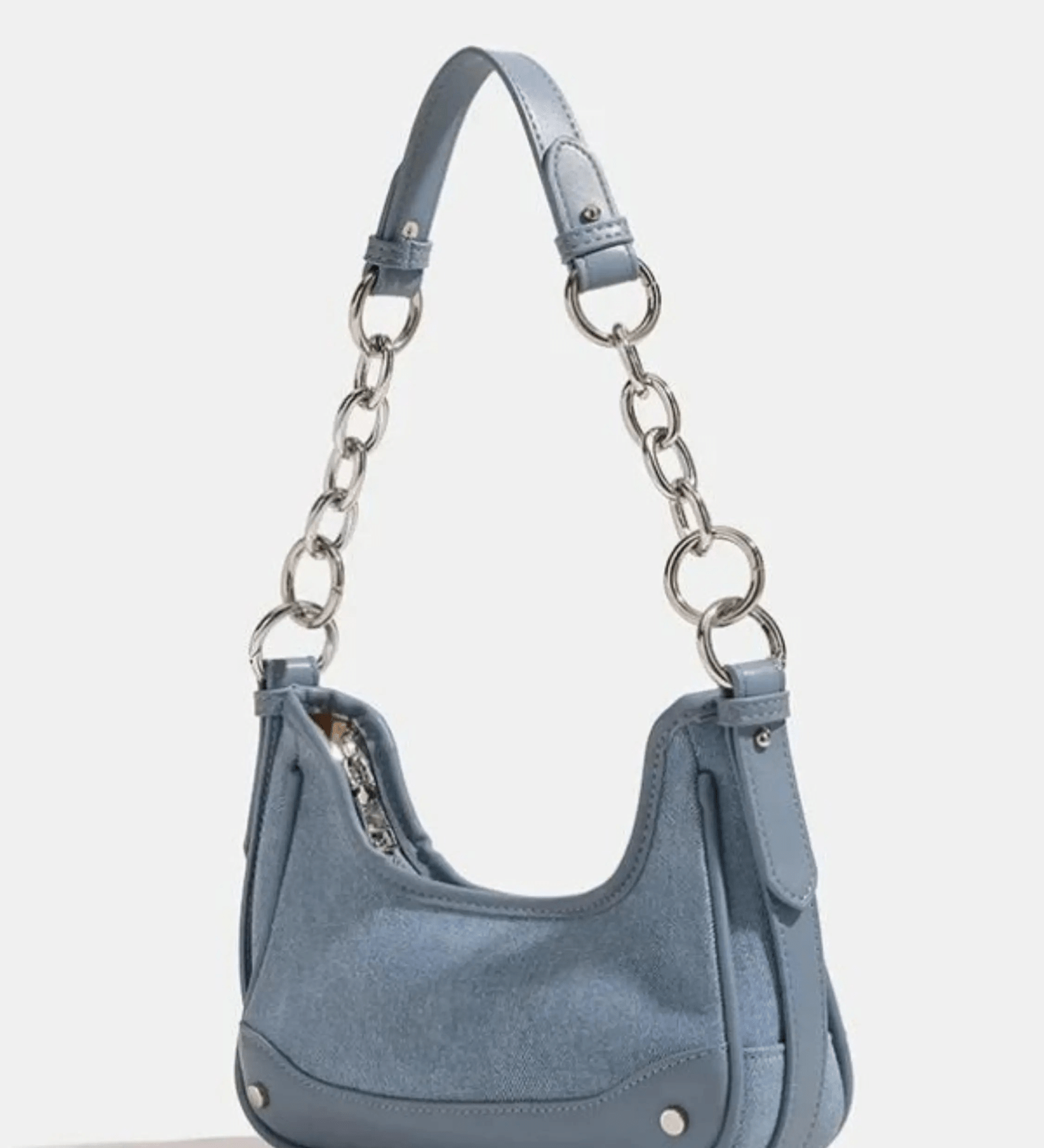 Skylar | Luxe Denim Shoulder Bag – Trendy & Chic - in Teal | Arvea Bags