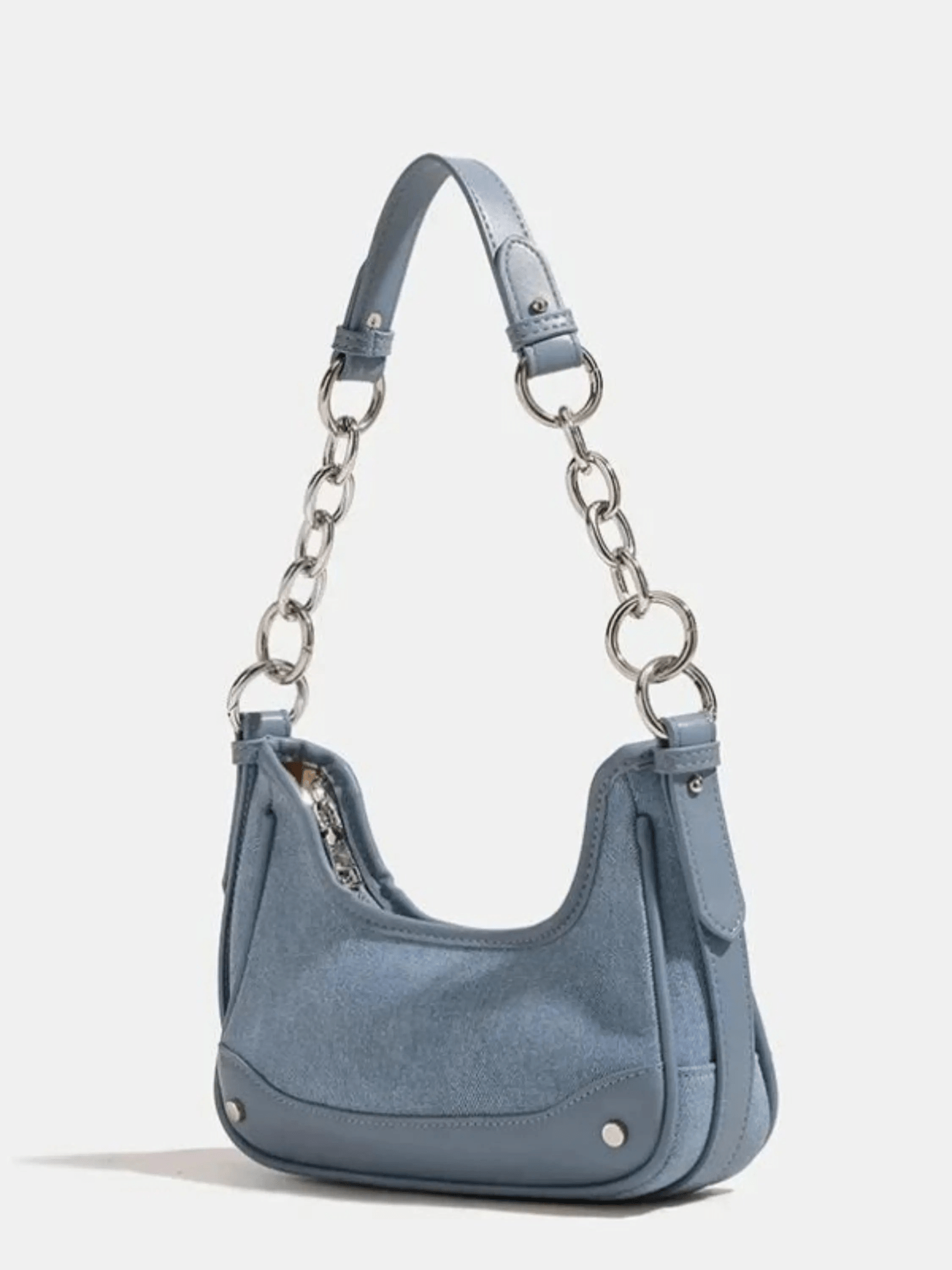Skylar | Luxe Denim Shoulder Bag – Trendy & Chic - in Teal | Arvea Bags