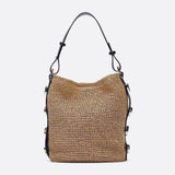 Slouchy Woven Shoulder Bag – Adjustable Strap Hobo Tote - in Taupe | Arvea Bags
