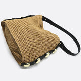 Slouchy Woven Shoulder Bag – Adjustable Strap Hobo Tote - in Taupe | Arvea Bags