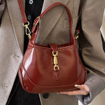 Sofie Saddle Bag – Glossy Burgundy Vegan Leather Shoulder Bag - in Red | Arvea Bags