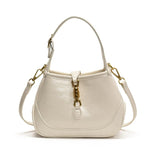 Sofie Saddle Bag – Glossy Burgundy Vegan Leather Shoulder Bag - in White | Arvea Bags
