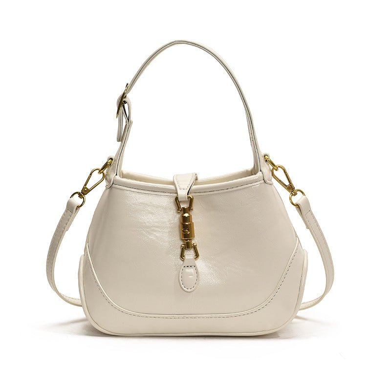 Sofie Saddle Bag – Glossy Burgundy Vegan Leather Shoulder Bag - in White | Arvea Bags