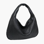 Soft Woven Shoulder Bag – Minimalist Hobo Design in Vegan Leather - in Black | Arvea Bags