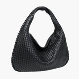 Soft Woven Shoulder Bag – Minimalist Hobo Design in Vegan Leather - in Black | Arvea Bags