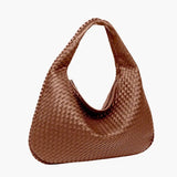 Soft Woven Shoulder Bag – Minimalist Hobo Design in Vegan Leather - in Brown | Arvea Bags