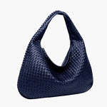 Soft Woven Shoulder Bag – Minimalist Hobo Design in Vegan Leather - in Dark Blue | Arvea Bags