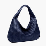 Soft Woven Shoulder Bag – Minimalist Hobo Design in Vegan Leather - in Dark Blue | Arvea Bags