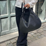 Soft Woven Shoulder Bag – Minimalist Hobo Design in Vegan Leather - in Dark Brown | Arvea Bags