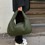 Soft Woven Shoulder Bag – Minimalist Hobo Design in Vegan Leather - in Dark Brown | Arvea Bags