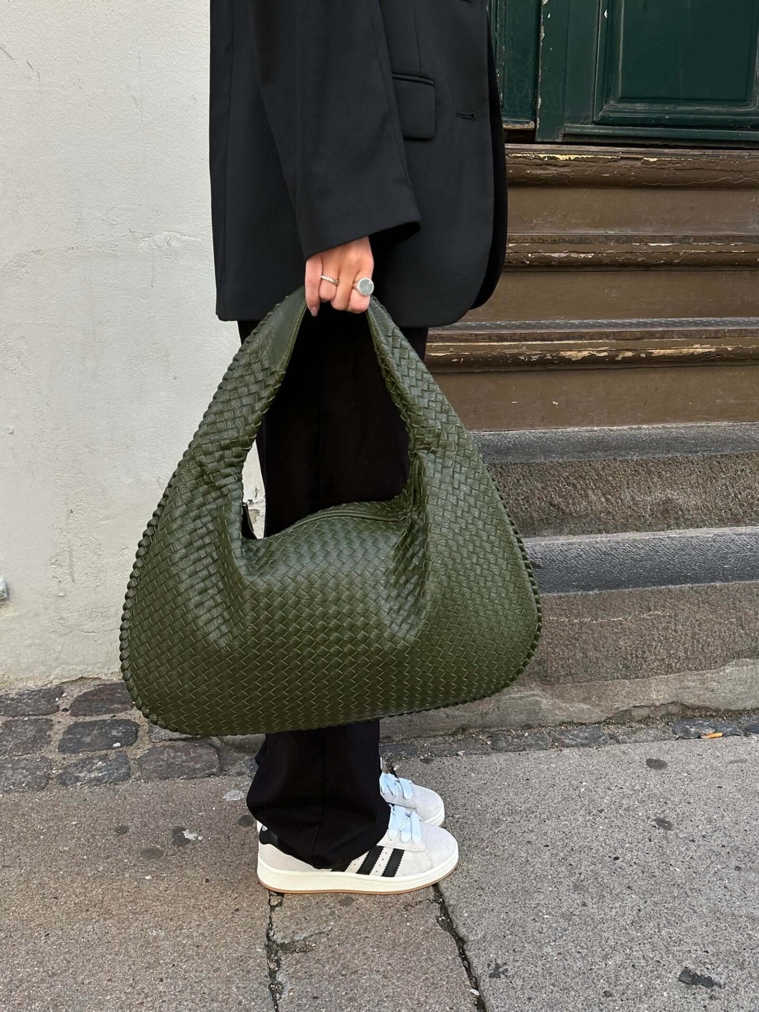 Soft Woven Shoulder Bag – Minimalist Hobo Design in Vegan Leather - in Dark Brown | Arvea Bags