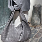 Soft Woven Shoulder Bag – Minimalist Hobo Design in Vegan Leather - in Dark Brown | Arvea Bags