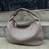 Soft Woven Shoulder Bag – Minimalist Hobo Design in Vegan Leather - in Dark Brown | Arvea Bags