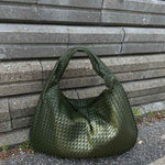 Soft Woven Shoulder Bag – Minimalist Hobo Design in Vegan Leather - in Dark Brown | Arvea Bags