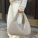 Soft Woven Shoulder Bag – Minimalist Hobo Design in Vegan Leather - in Dark Brown | Arvea Bags