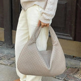 Soft Woven Shoulder Bag – Minimalist Hobo Design in Vegan Leather - in Dark Brown | Arvea Bags