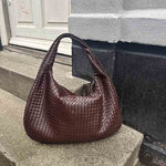 Soft Woven Shoulder Bag – Minimalist Hobo Design in Vegan Leather - in Dark Brown | Arvea Bags
