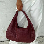Soft Woven Shoulder Bag – Minimalist Hobo Design in Vegan Leather - in Dark Brown | Arvea Bags