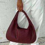 Soft Woven Shoulder Bag – Minimalist Hobo Design in Vegan Leather - in Dark Brown | Arvea Bags