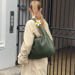Soft Woven Shoulder Bag – Minimalist Hobo Design in Vegan Leather - in Dark Brown | Arvea Bags