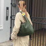 Soft Woven Shoulder Bag – Minimalist Hobo Design in Vegan Leather - in Dark Brown | Arvea Bags