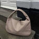 Soft Woven Shoulder Bag – Minimalist Hobo Design in Vegan Leather - in Dark Brown | Arvea Bags