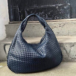 Soft Woven Shoulder Bag – Minimalist Hobo Design in Vegan Leather - in Dark Brown | Arvea Bags