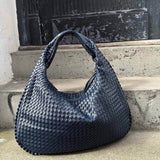 Soft Woven Shoulder Bag – Minimalist Hobo Design in Vegan Leather - in Dark Brown | Arvea Bags