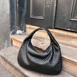Soft Woven Shoulder Bag – Minimalist Hobo Design in Vegan Leather - in Dark Brown | Arvea Bags