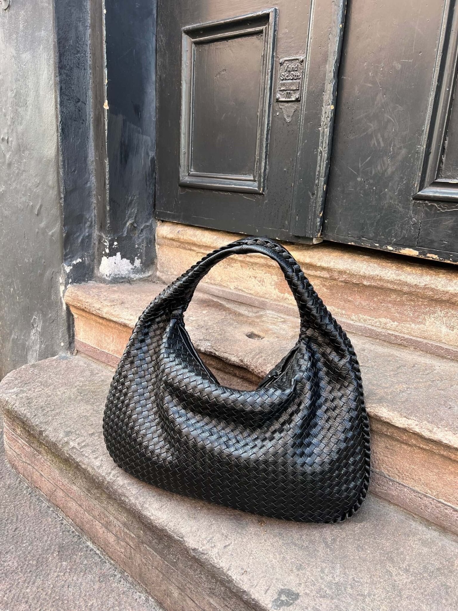 Soft Woven Shoulder Bag – Minimalist Hobo Design in Vegan Leather - in Dark Brown | Arvea Bags