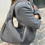 Soft Woven Shoulder Bag – Minimalist Hobo Design in Vegan Leather - in Dark Brown | Arvea Bags