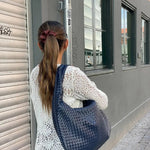 Soft Woven Shoulder Bag – Minimalist Hobo Design in Vegan Leather - in Dark Brown | Arvea Bags