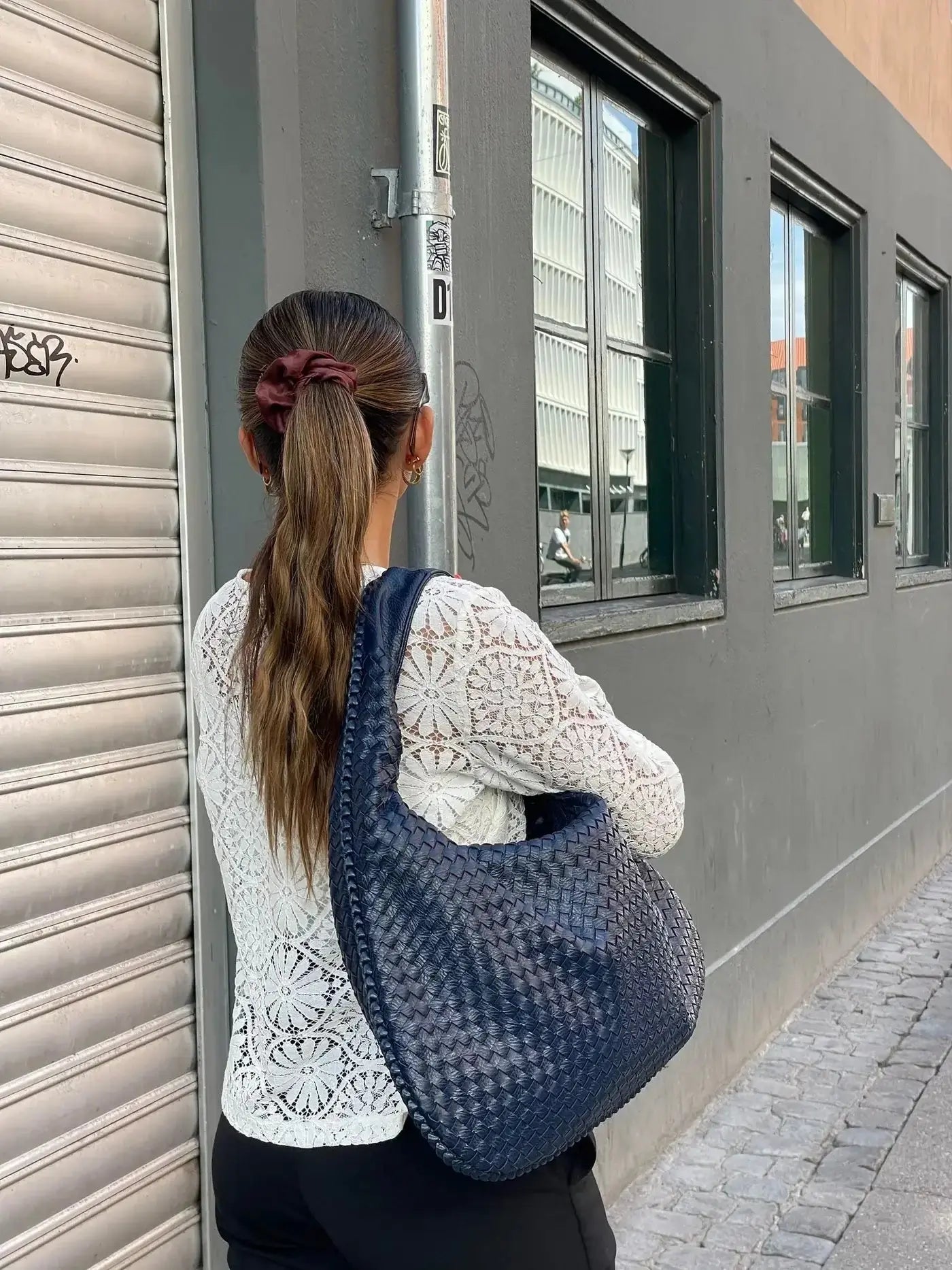 Soft Woven Shoulder Bag – Minimalist Hobo Design in Vegan Leather - in Dark Brown | Arvea Bags