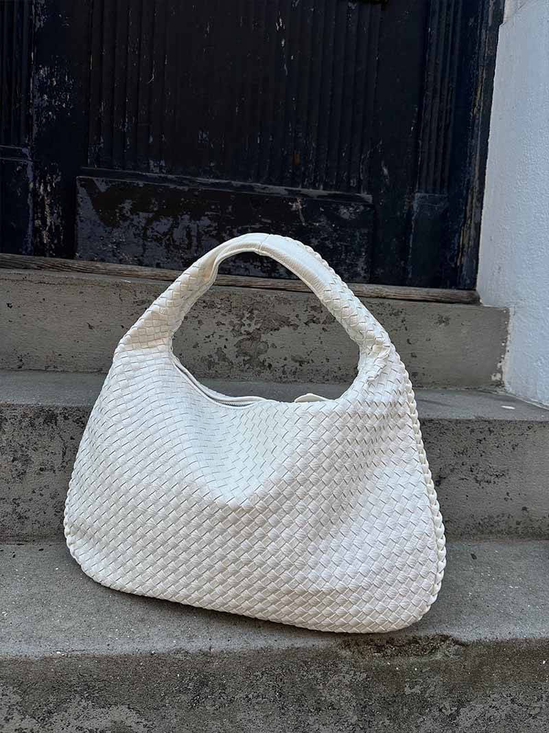 Soft Woven Shoulder Bag – Minimalist Hobo Design in Vegan Leather - in Dark Brown | Arvea Bags