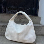 Soft Woven Shoulder Bag – Minimalist Hobo Design in Vegan Leather - in Dark Brown | Arvea Bags
