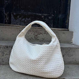 Soft Woven Shoulder Bag – Minimalist Hobo Design in Vegan Leather - in Dark Brown | Arvea Bags