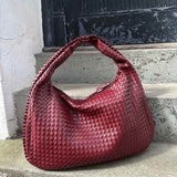 Soft Woven Shoulder Bag – Minimalist Hobo Design in Vegan Leather - in Dark Brown | Arvea Bags