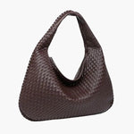Soft Woven Shoulder Bag – Minimalist Hobo Design in Vegan Leather - in Dark Brown | Arvea Bags