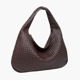 Soft Woven Shoulder Bag – Minimalist Hobo Design in Vegan Leather - in Dark Brown | Arvea Bags