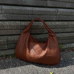 Soft Woven Shoulder Bag – Minimalist Hobo Design in Vegan Leather - in Dark Brown | Arvea Bags