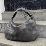 Soft Woven Shoulder Bag – Minimalist Hobo Design in Vegan Leather - in Dark Brown | Arvea Bags
