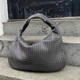 Soft Woven Shoulder Bag – Minimalist Hobo Design in Vegan Leather - in Dark Brown | Arvea Bags
