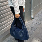 Soft Woven Shoulder Bag – Minimalist Hobo Design in Vegan Leather - in Dark Brown | Arvea Bags