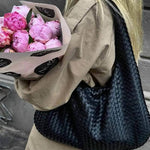 Soft Woven Shoulder Bag – Minimalist Hobo Design in Vegan Leather - in Dark Brown | Arvea Bags